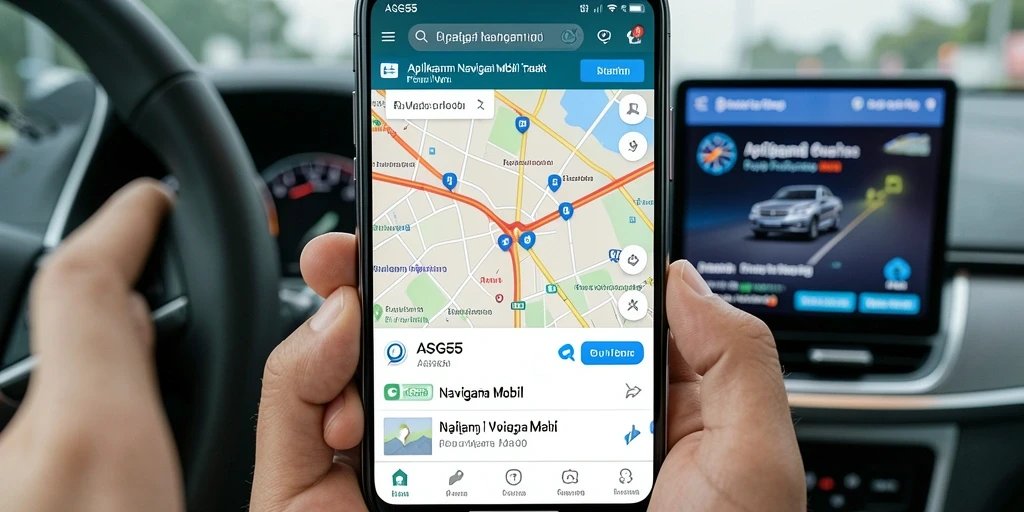 Screenshot ASG55 menunjukkan antarmuka Navigasi Mobil yang intuitif dan mudah digunakan.