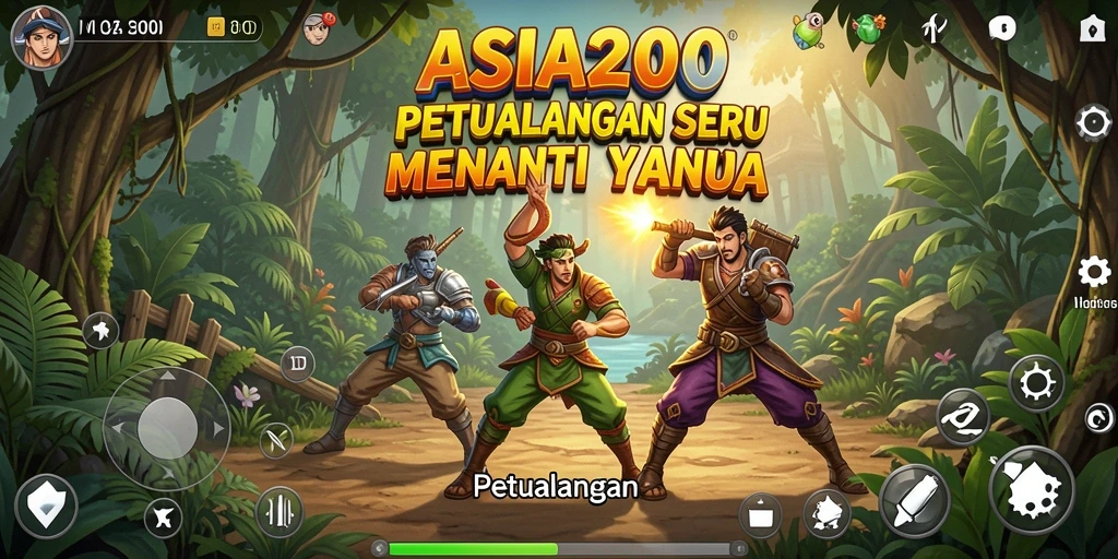Antarmuka ASIA200 menampilkan dunia petualangan yang penuh warna.