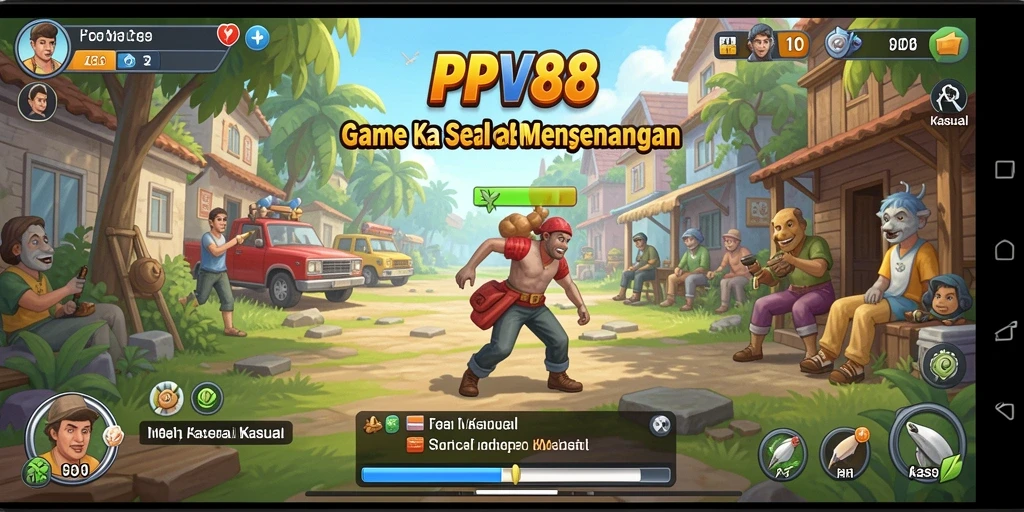 Tampilan antarmuka game Kasual yang cerah dan menarik.