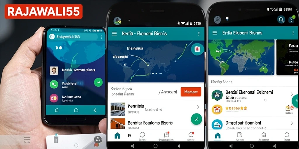 Antarmuka RAJAWALI55 menampilkan berita ekonomi terkini dengan desain yang menarik.