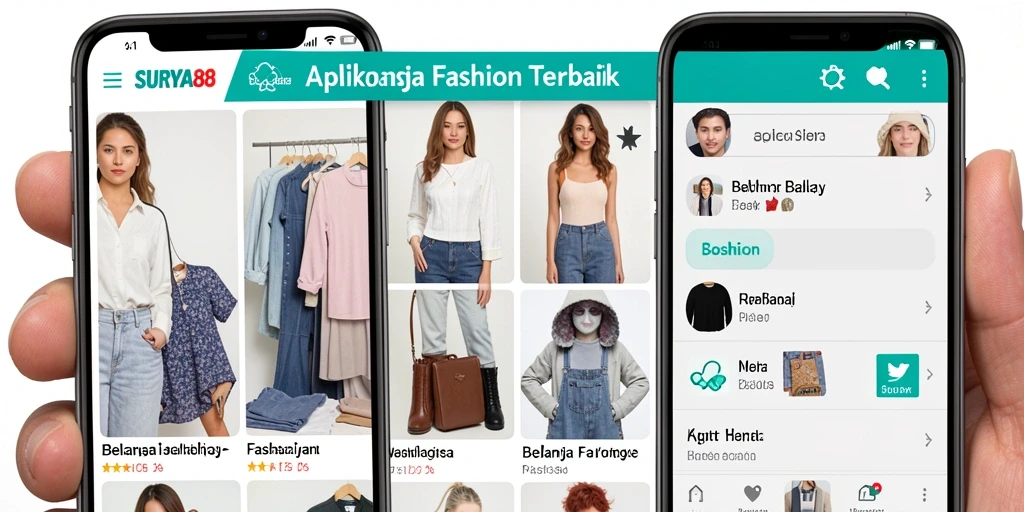 Tampilan antarmuka aplikasi fashion SURYA88 yang modern dan menarik.